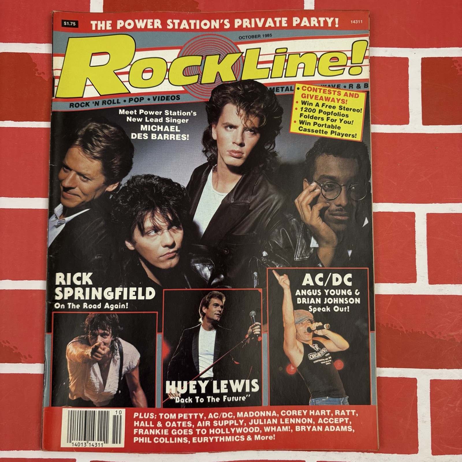 RockLine Magazine Oct 1985 Issue 10 Music AC/DC Rick Springfield Red Softcover