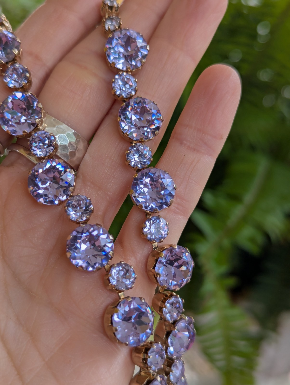 Kramer New York Tanzanite Rhinestone Necklace Vintage Signed Choker 1950s Kramer New York Tanzanite Rhinestone Necklace Vintage Signed Choker 1950s