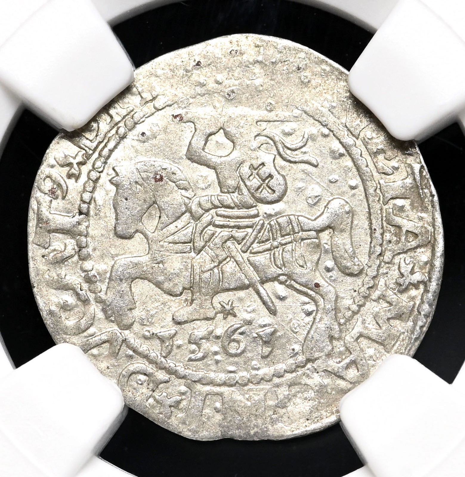POLAND, Lithuania. Sigismund, 1561. Silver 1/2 Groschen, NGC MS62 POLAND, Lithuania. Sigismund, 1561. Silver 1/2 Groschen, NGC MS62
