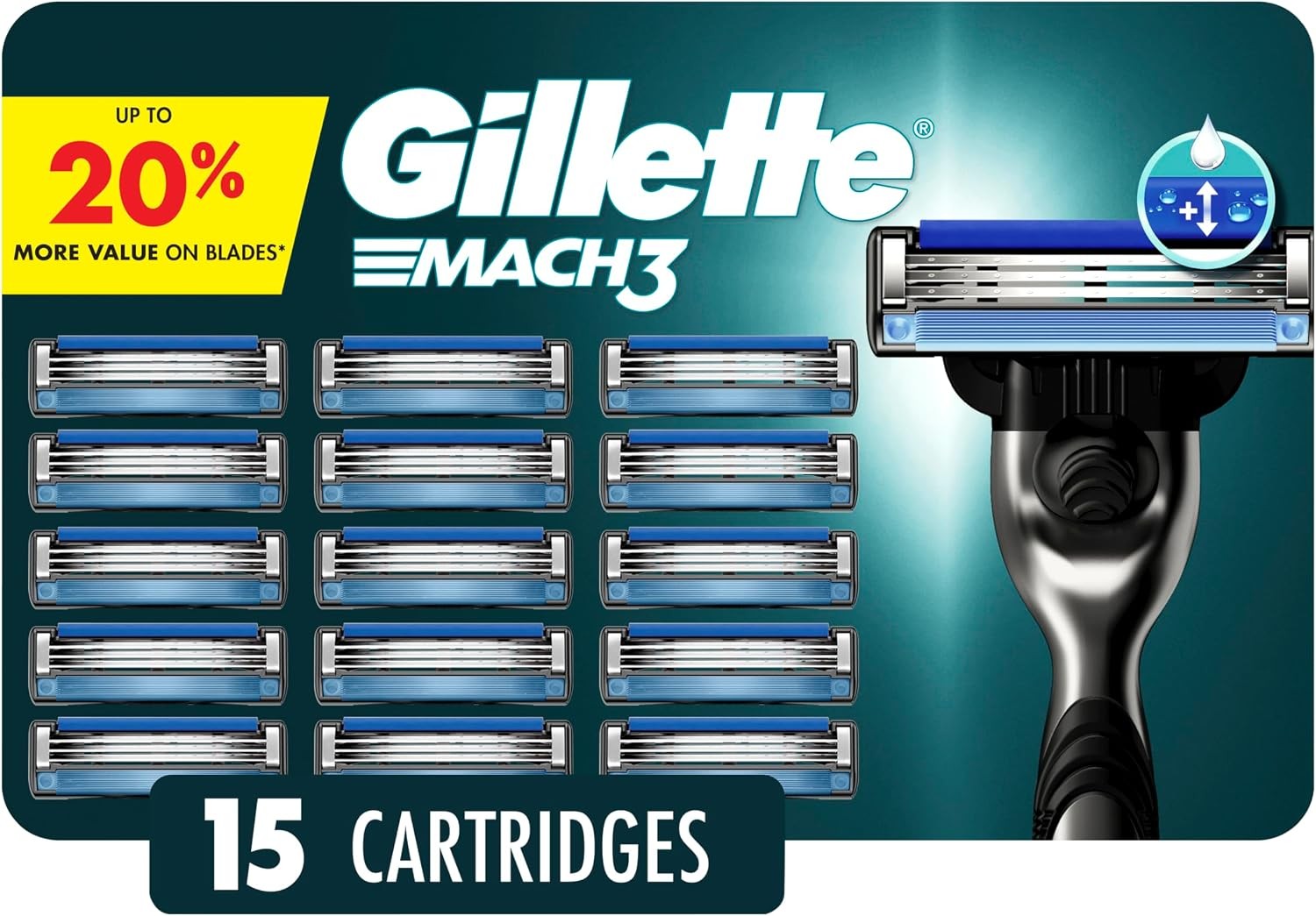 Mach3 Men\'s Razor Blades, 15 Blade Refills