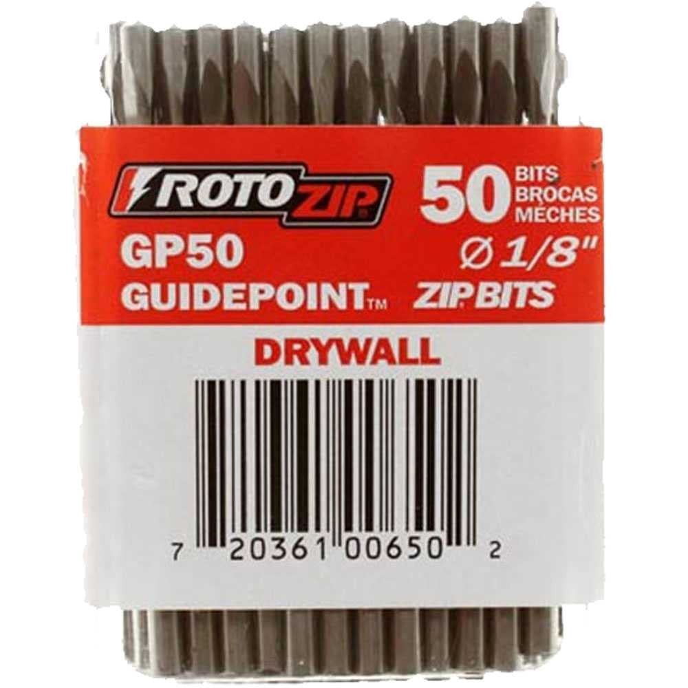 RotoZip GP50 1/8-Inch Drywall Guidepoint Cutting Bits (50-Pack), Cutting Drywall RotoZip GP50 1/8-Inch Drywall Guidepoint Cutting Bits (50-Pack), Cutting Drywall