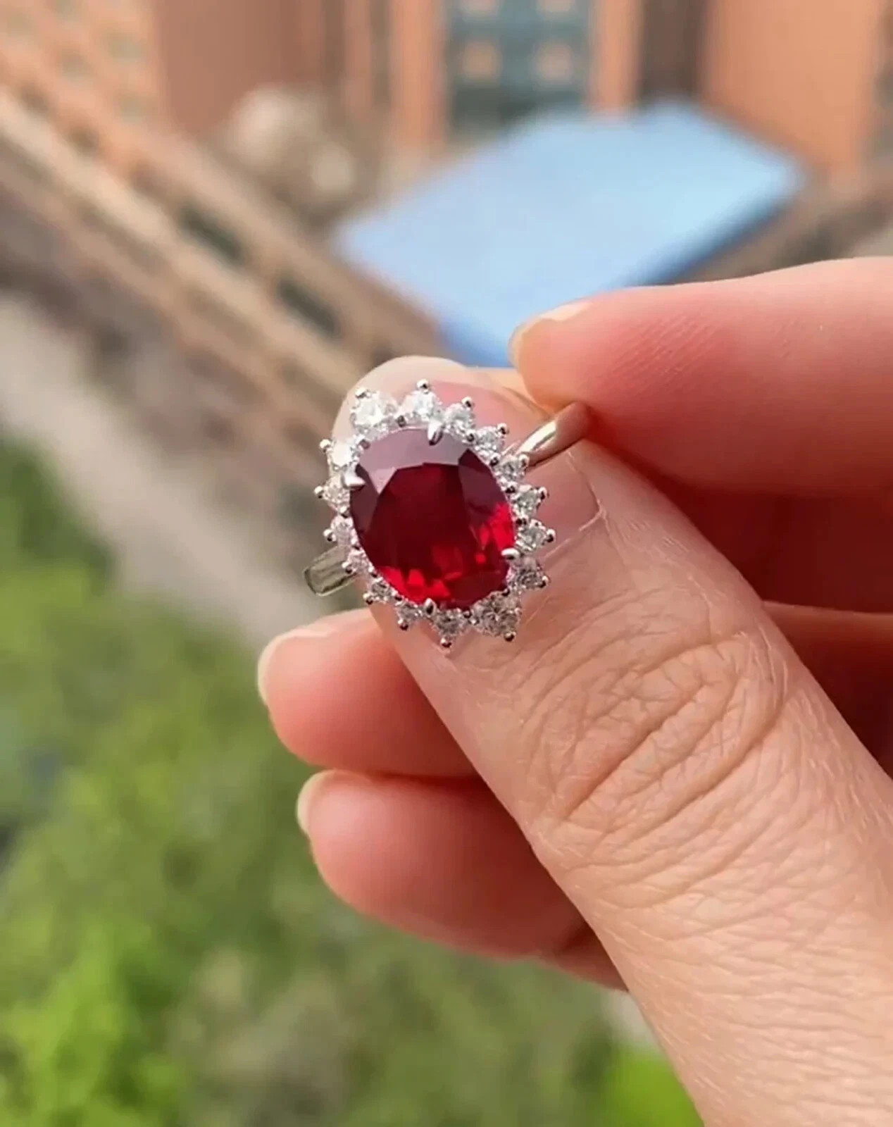 3.50 Ct Natural Ruby & Diamond Wedding Beautiful Ring 14K Real White Gold Size 5