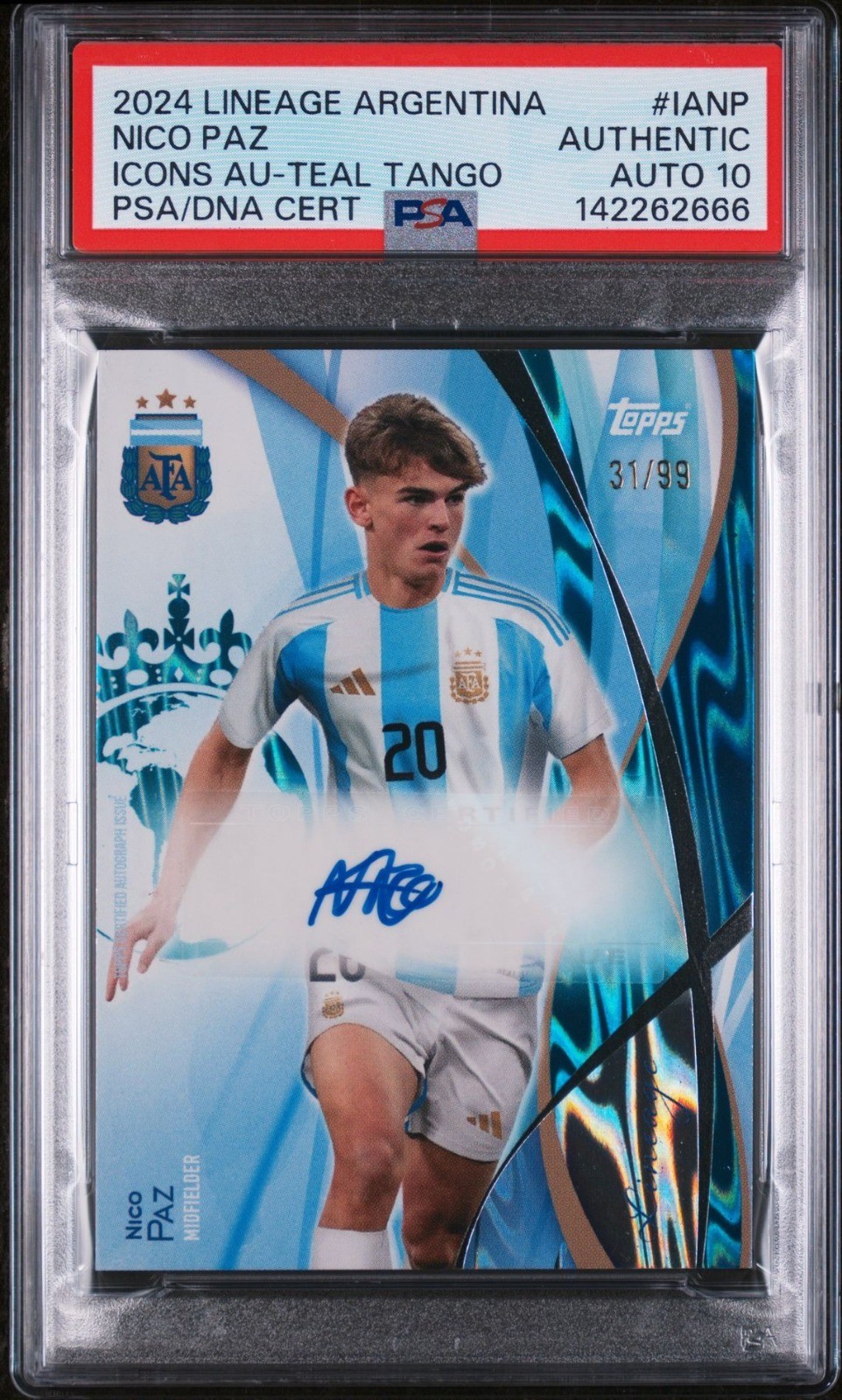 Nico Paz RC /99 Autograph Argentina PSA 10 Topps lineage Nico Paz RC /99 Autograph Argentina PSA 10 Topps lineage