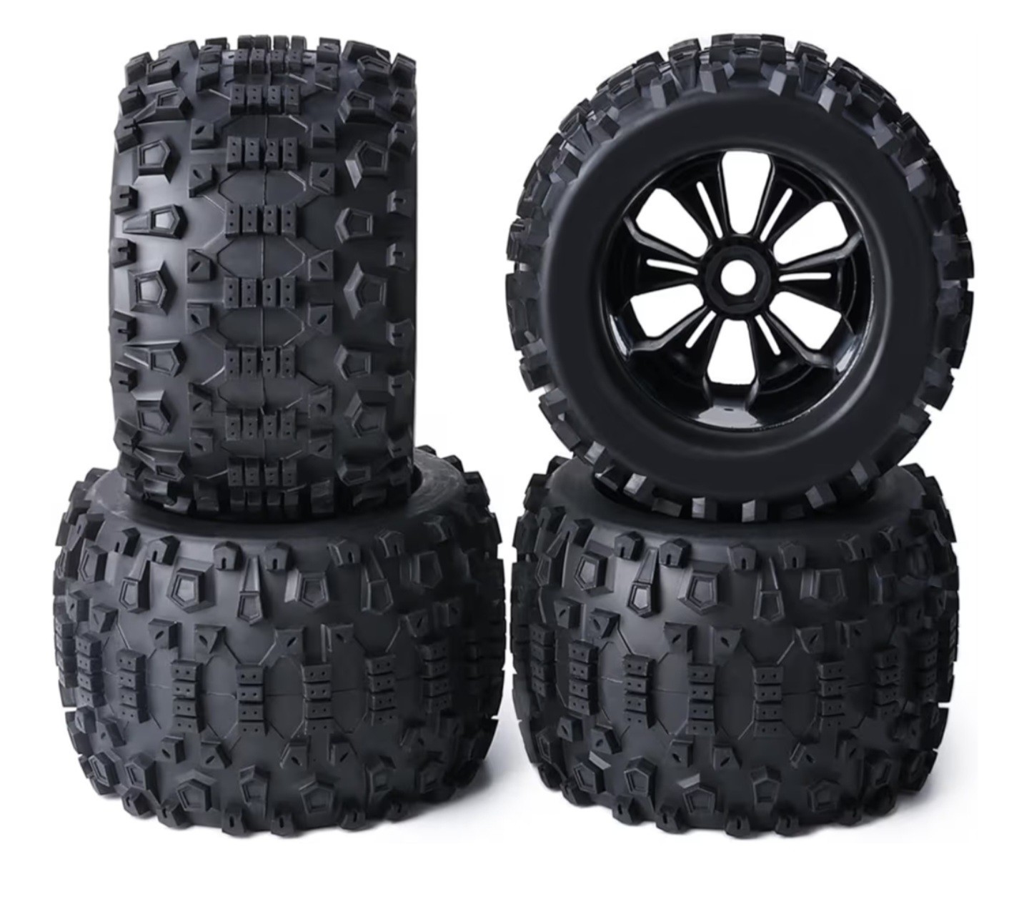 170MM Pre-Glued Huge 17mm Hex 3.8“ RC Monster Truck Wheels Tires 1/8 RC Traxxas