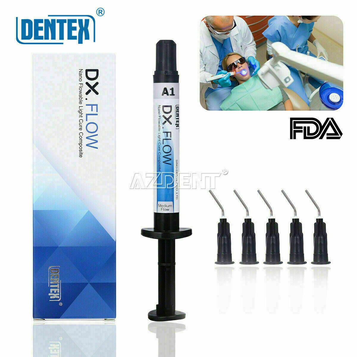 Resina compuesta fluida de fotopolimerización dental Medium Flow/Blue Temp Resin