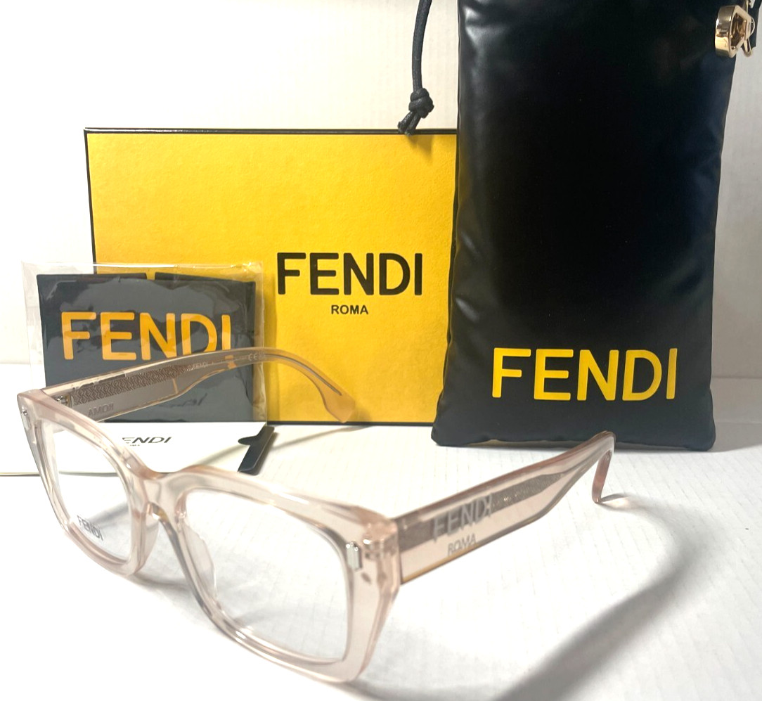 FENDI ROMA FE50094I 072 CRYSTAL PINK W/SILVER ACCENTS AUTHENTIC EYEGLASSES 52-19