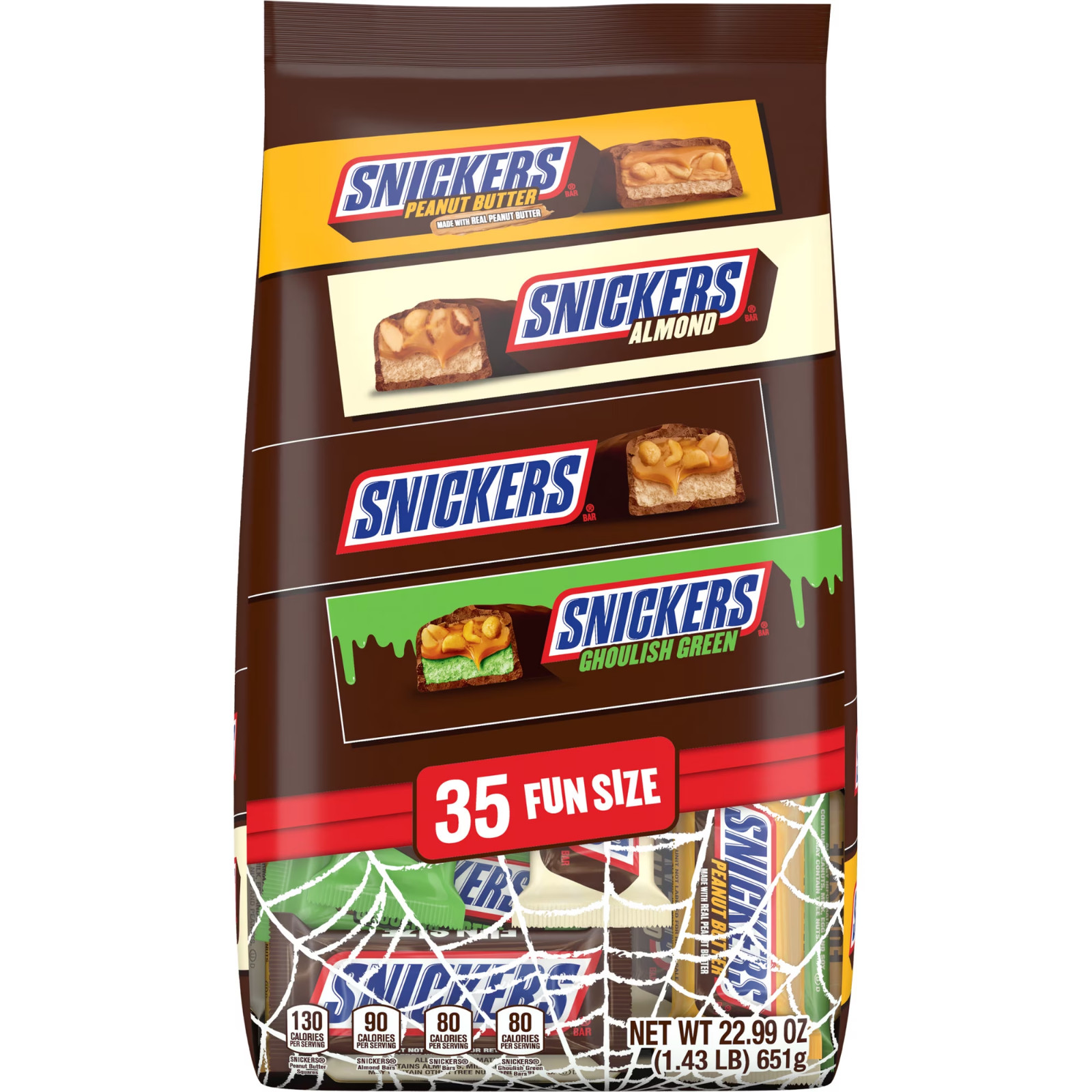 Snickers Fun Size Chocolate Halloween Candy Variety Assortment - 35 Ct Bulk Bag