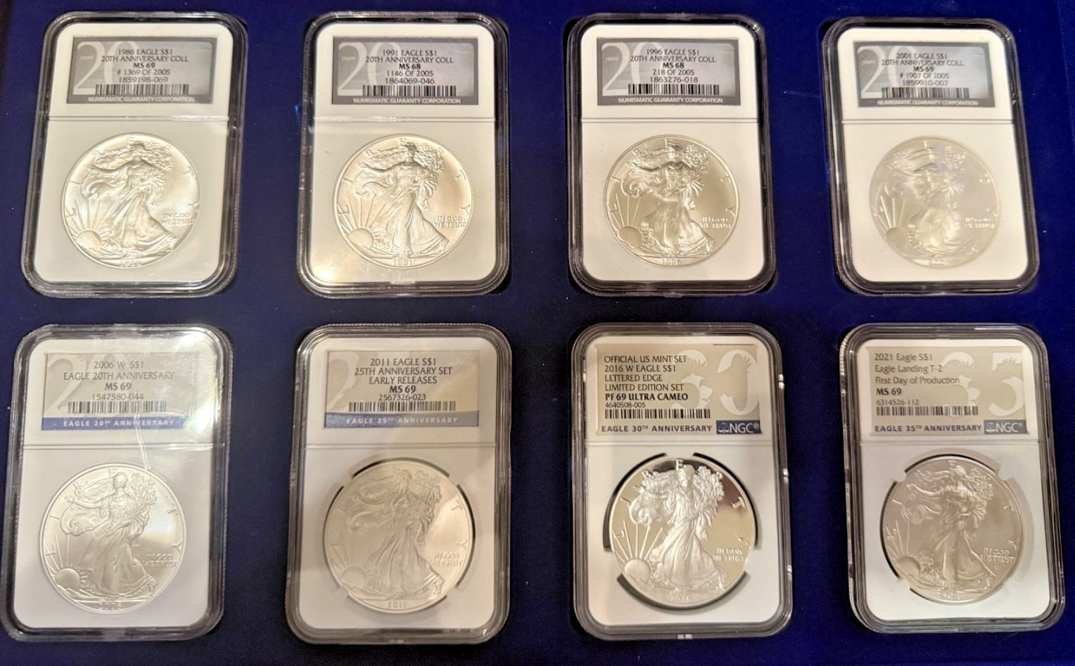 American Silver Eagle 1986-1776-2026 Anniversary 8 Coin Set (Years 1986-2026) American Silver Eagle 1986-1776-2026 Anniversary 8 Coin Set (Years 1986-2026)