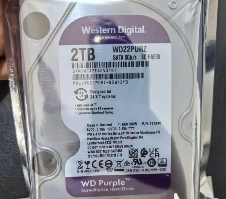 WD22PURZ 2TB Purple Surveillance HDD 256MB Cache 3.5\