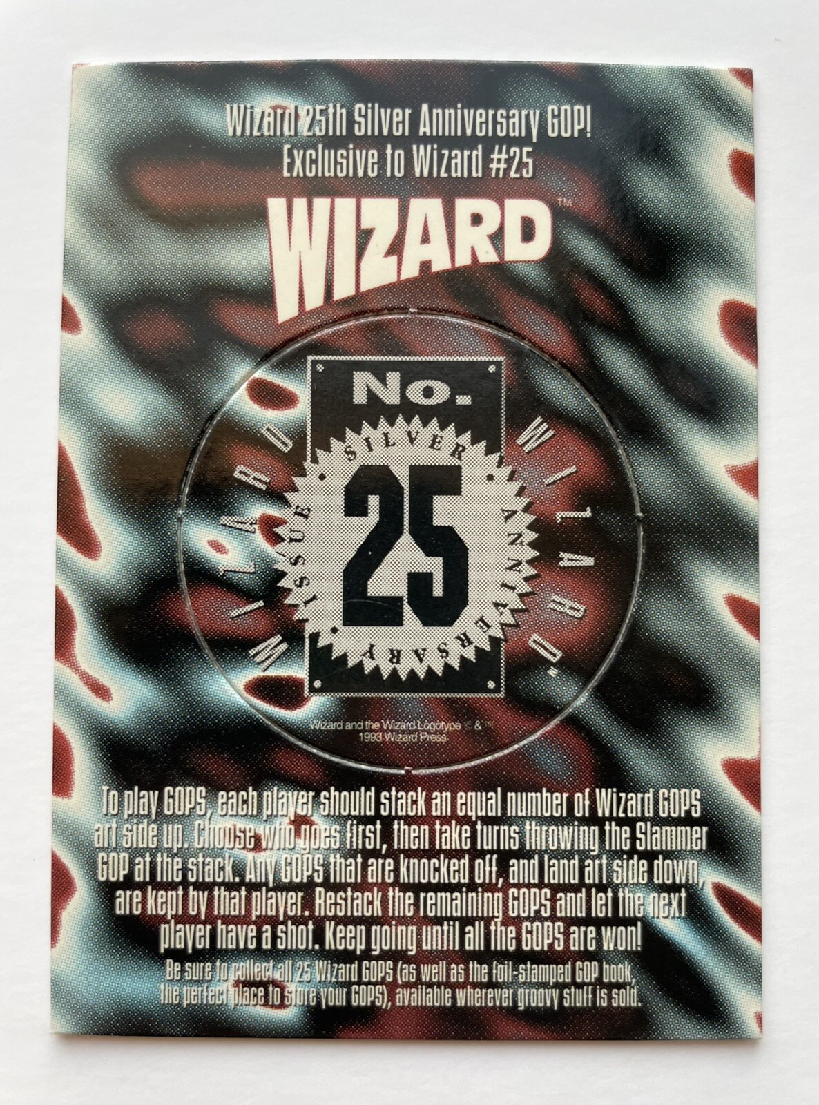 1993 Wizard Magazine #25 Silver Anniversary Promo GOP GOPS POG Slammer Card NM