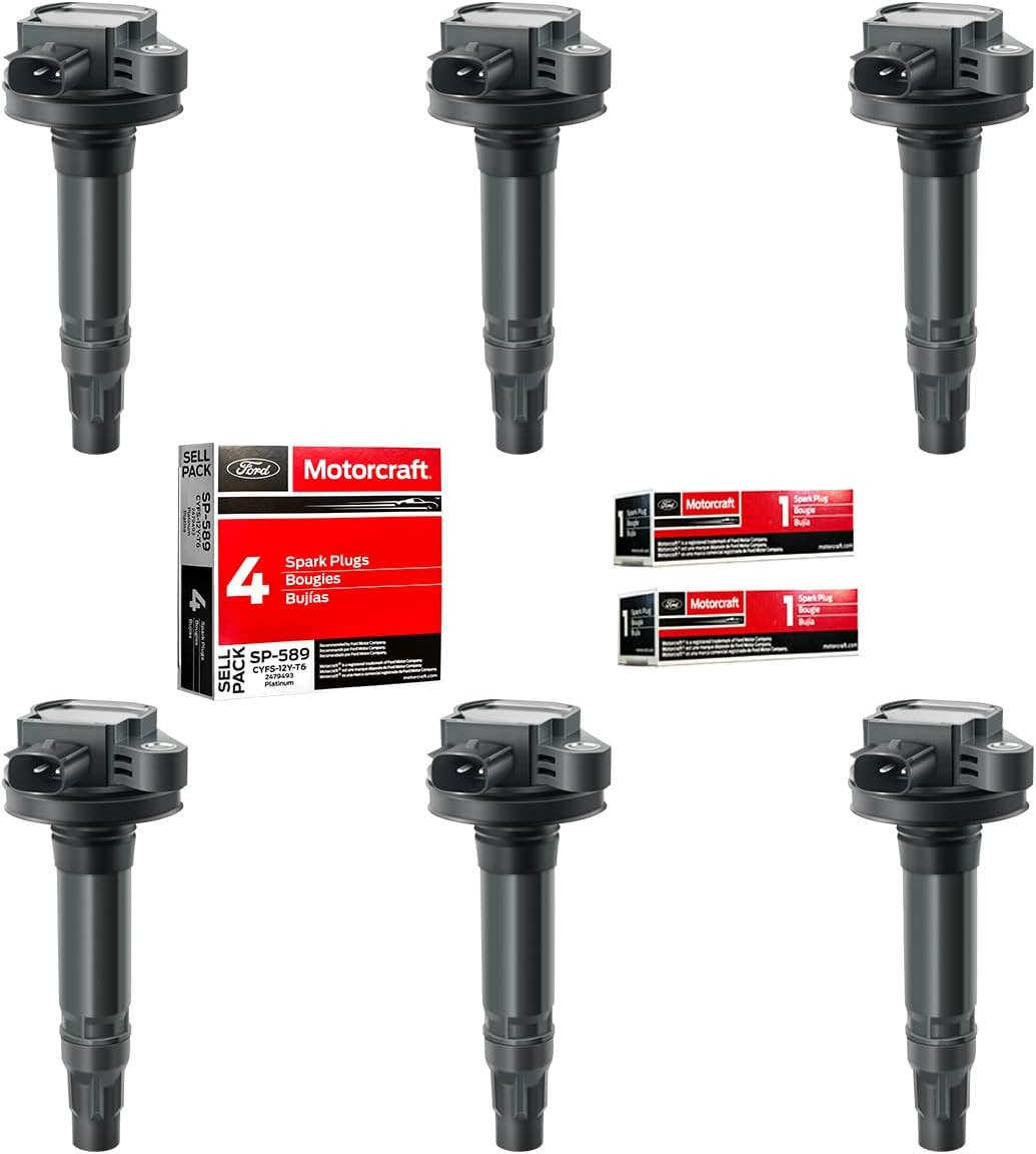 6Pcs Ignition Coils Pack UF553 5C1652 & 6 Motorcraft Platinum Spark Plug SP520 S