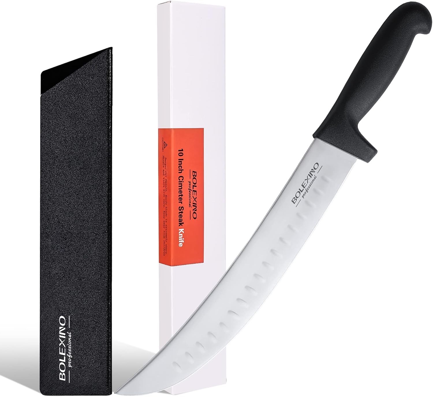 Premium Butcher Breaking Knife, 10 Inch Curved Cimeter Knife-Meat Trimming Butch Premium Butcher Breaking Knife, 10 Inch Curved Cimeter Knife-Meat Trimming Butch