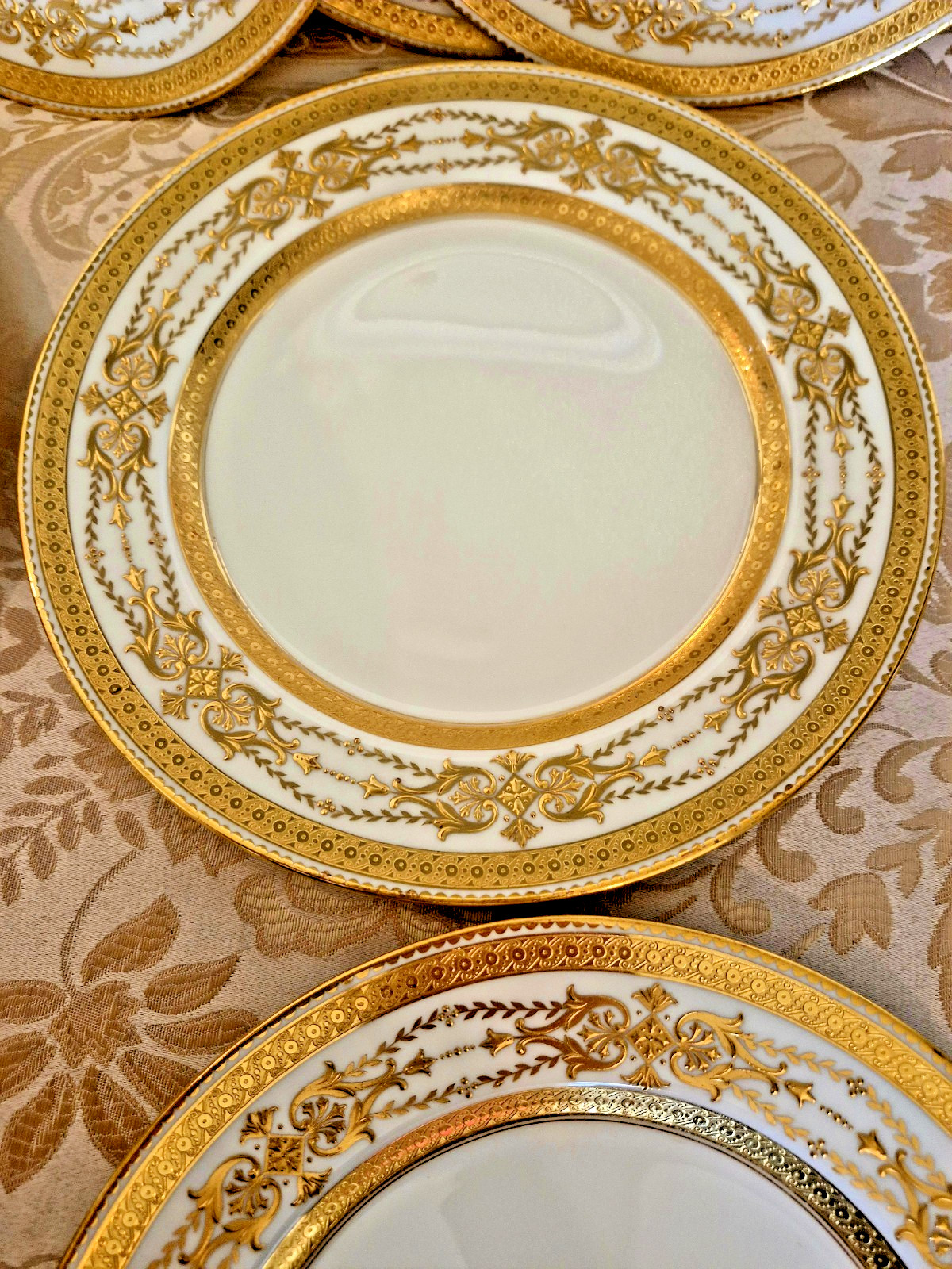 Antique Minton 8 Piece Raised Gold Encrusted Place Setting 9 Antique Minton 8 Piece Raised Gold Encrusted Place Setting 9
