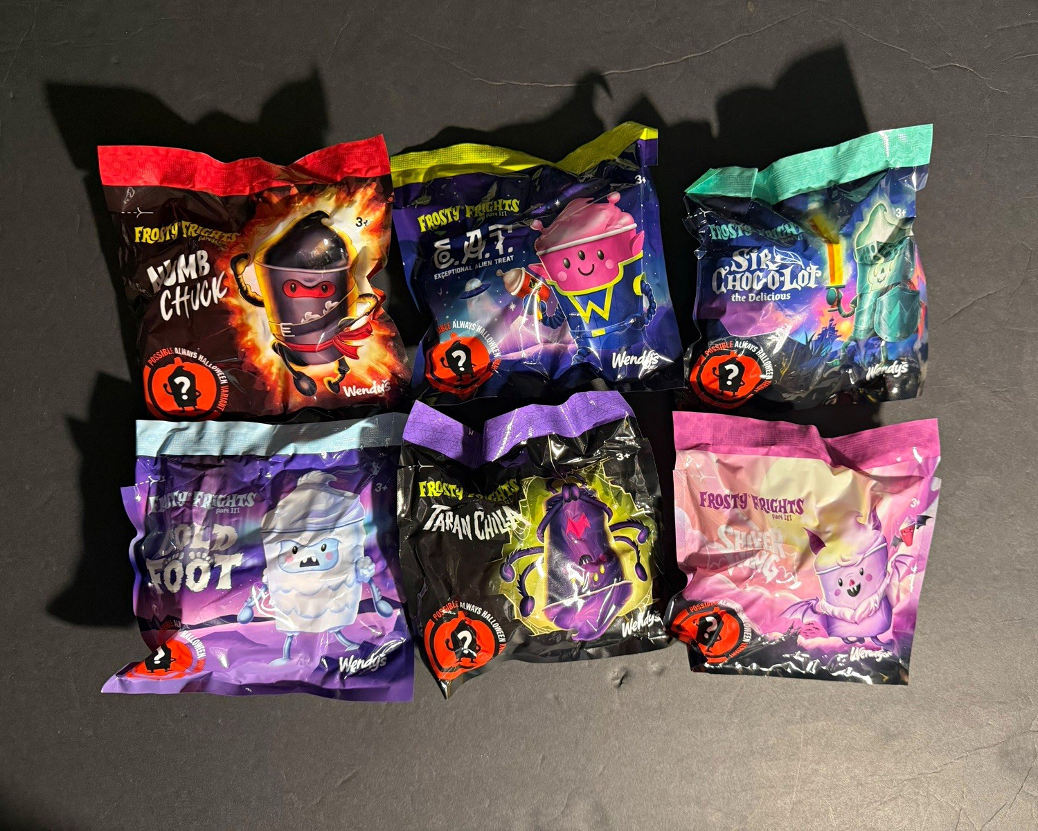 Guaranteed 100% Wendy\'s Frosty Frights Pt III Packs Lot of 6 Sealed 2026 Guaranteed 100% Wendy\'s Frosty Frights Pt III Packs Lot of 6 Sealed 2026