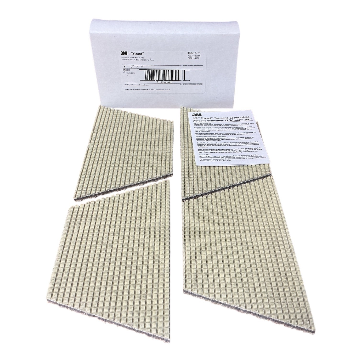 3M 86019 Trizact Diamond TZ Abrasive Pads Red 5 in Trapezoid 4 Pack 7100135856