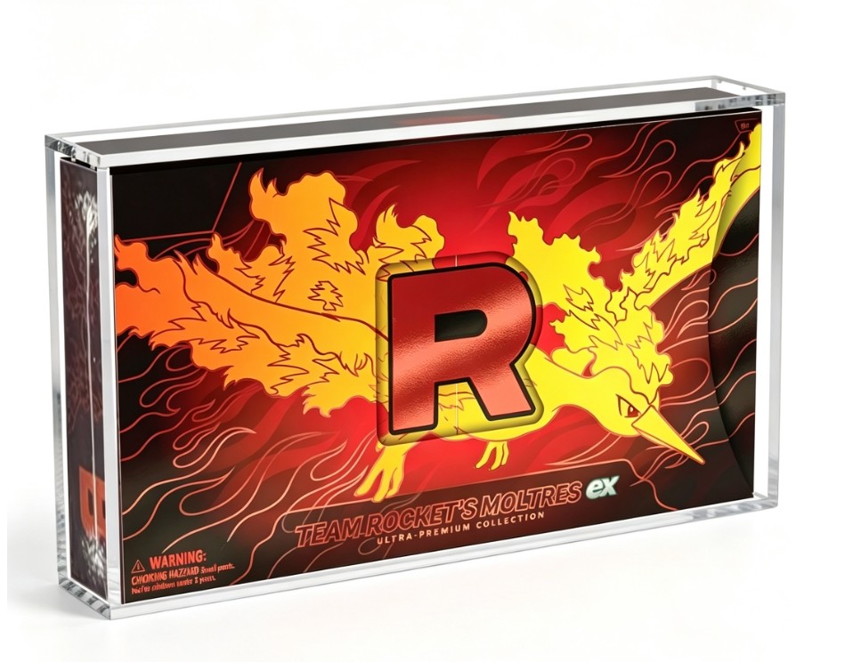Pokemon Team Rocket Moltres UPC Display Magnetic Acrylic Case UV Protection
