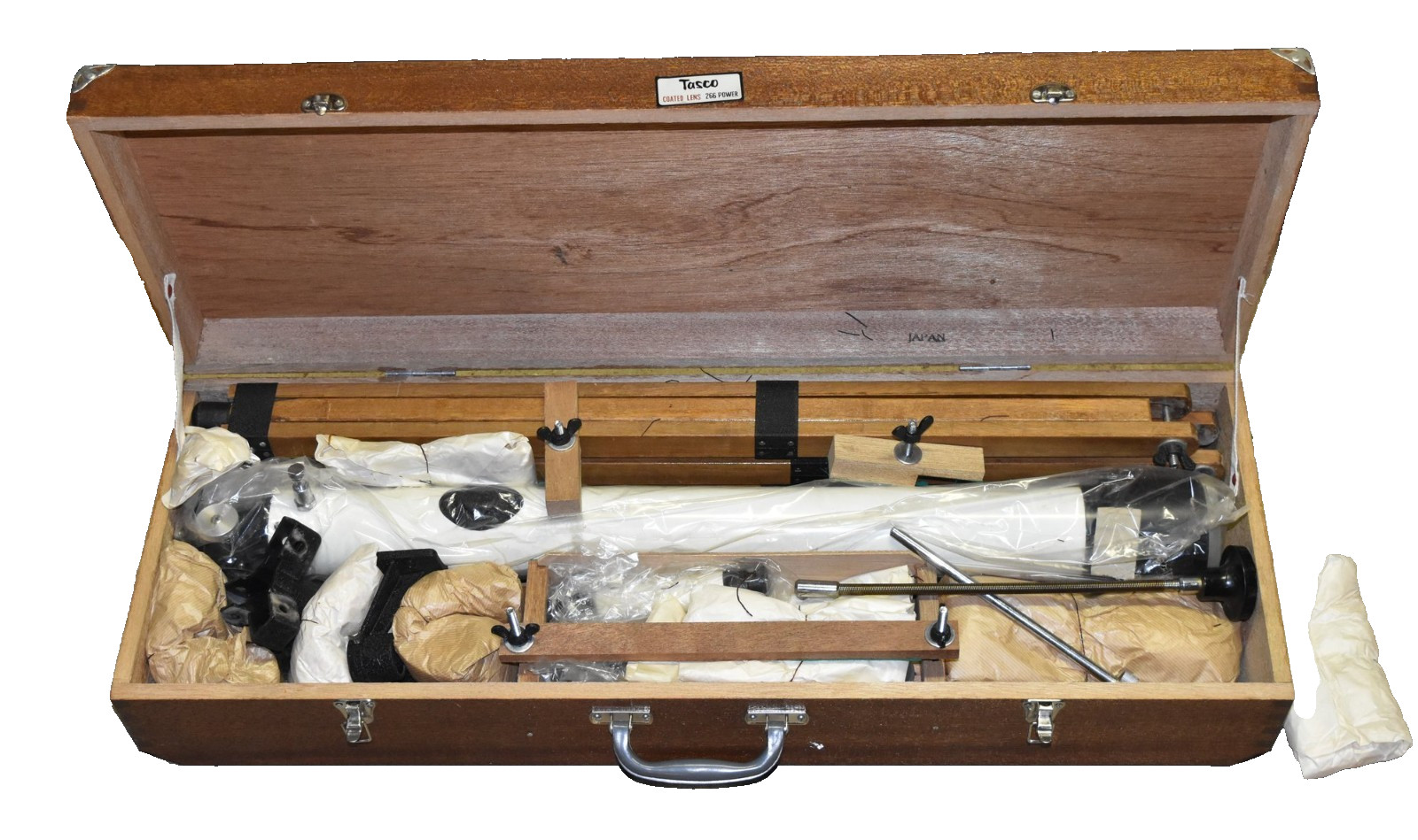 Vintage Tasco 12TE 266 Power 60mm Refractor Telescope Kit in Wood Case