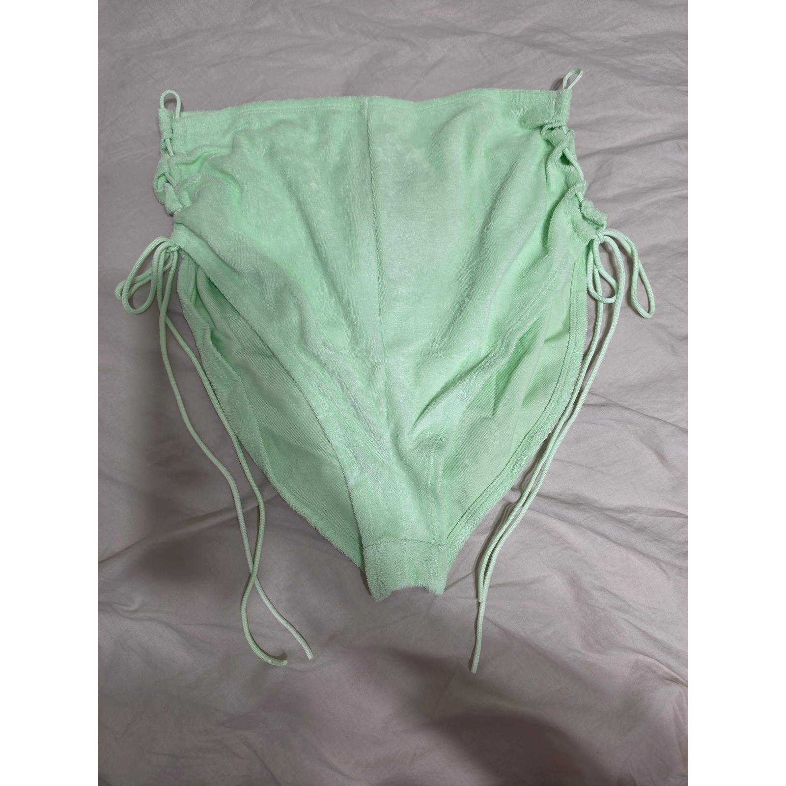 Savage X Fenty Mint Green Terry Cloth High Waist Side Tie Bikini Bottoms 2X Savage X Fenty Mint Green Terry Cloth High Waist Side Tie Bikini Bottoms 2X