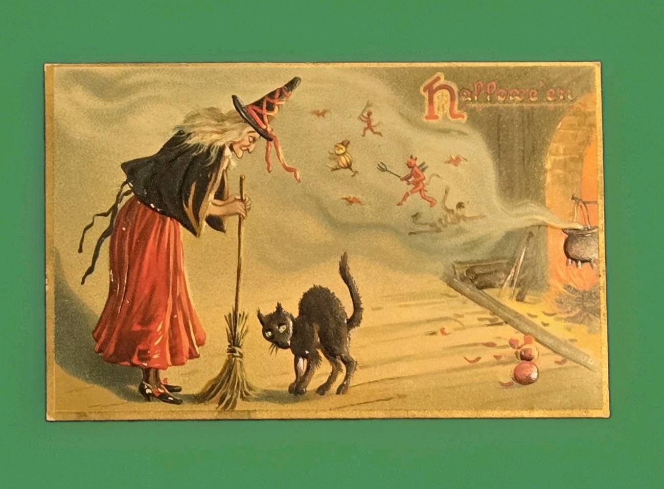 Vintage TUCK'S Halloween Postcard No.150 Witch Demons Black Cat Devils 1908 Vintage TUCK'S Halloween Postcard No.150 Witch Demons Black Cat Devils 1908