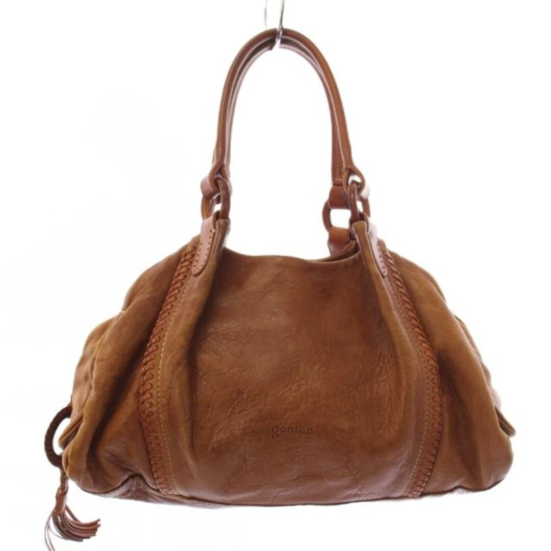 Genten Shoulder Bag Handbag Braided Leather Brown AN Used 63e1cec0598b0047e938df