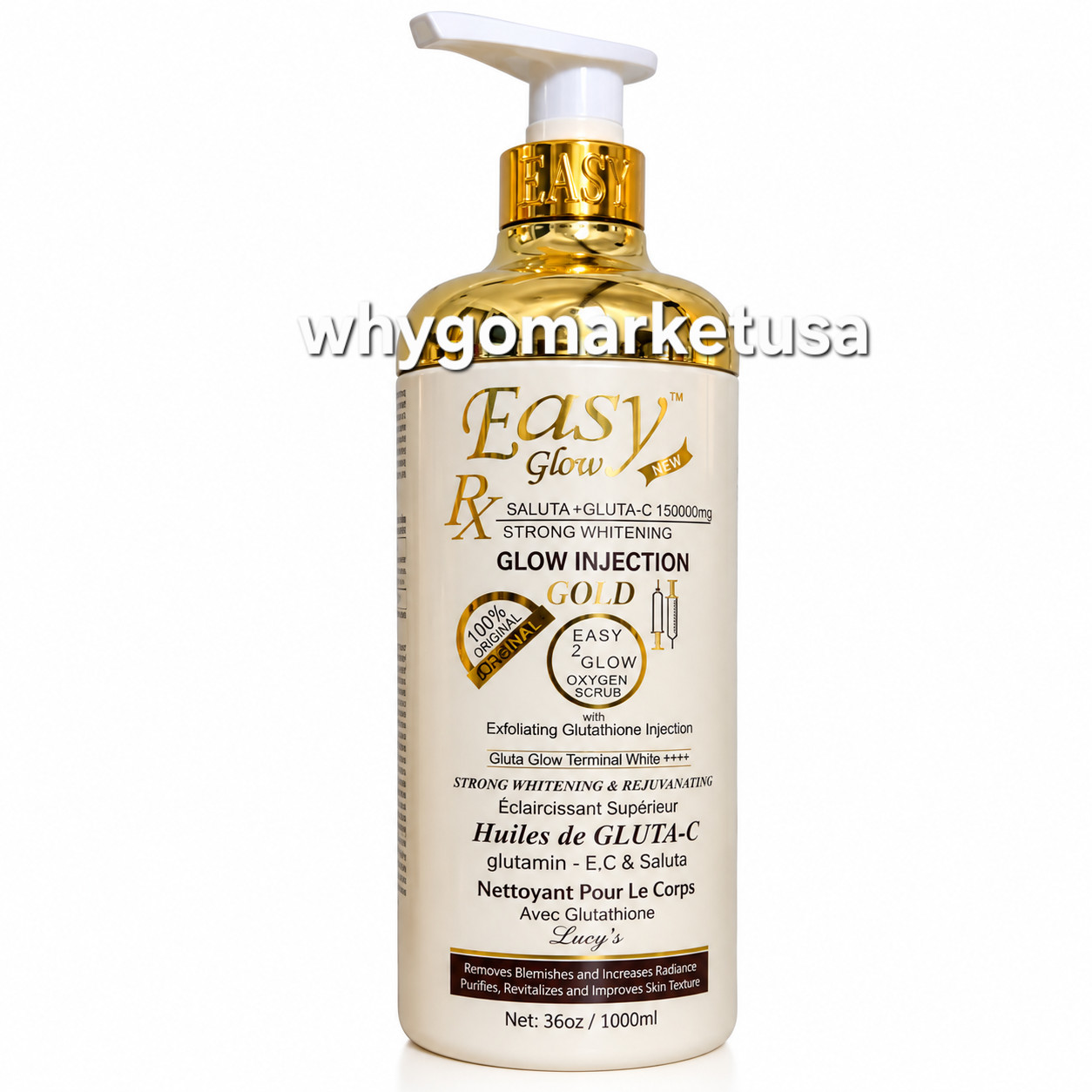 1x Easy Glow Gold Glutathione Strong Exfoliating Shower Gel 1000ml