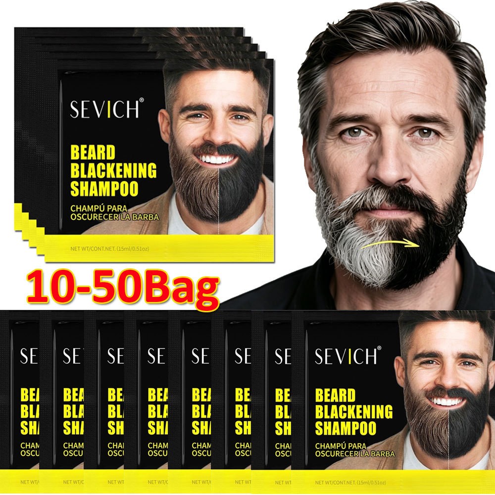 50X SEVICH Men Beard Hair Color Fast Dye Black Mustache Beard Darkening Shampoo