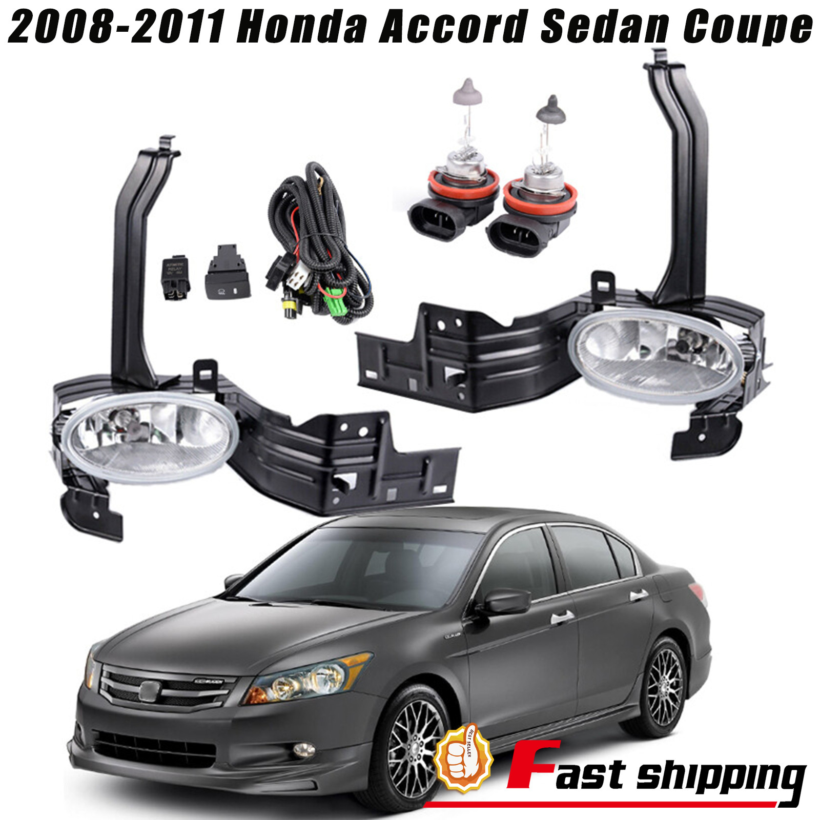 For 2008-2010 2011 Honda Accord Sedan Coupe Front Bumper Fog Lights Lamps Pair For 2008-2010 2011 Honda Accord Sedan Coupe Front Bumper Fog Lights Lamps Pair