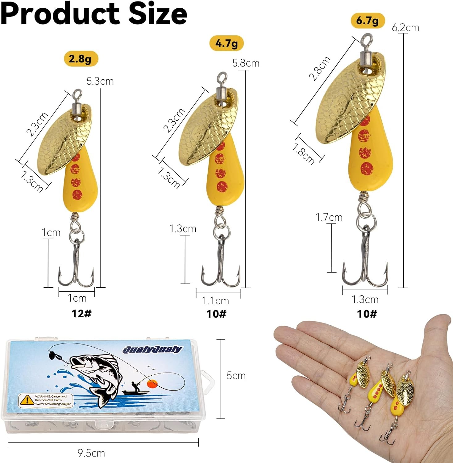 5Pcs Brass Spinnerbaits Trout Fishing Lures Hard Metal Spinner Baits for Perch
