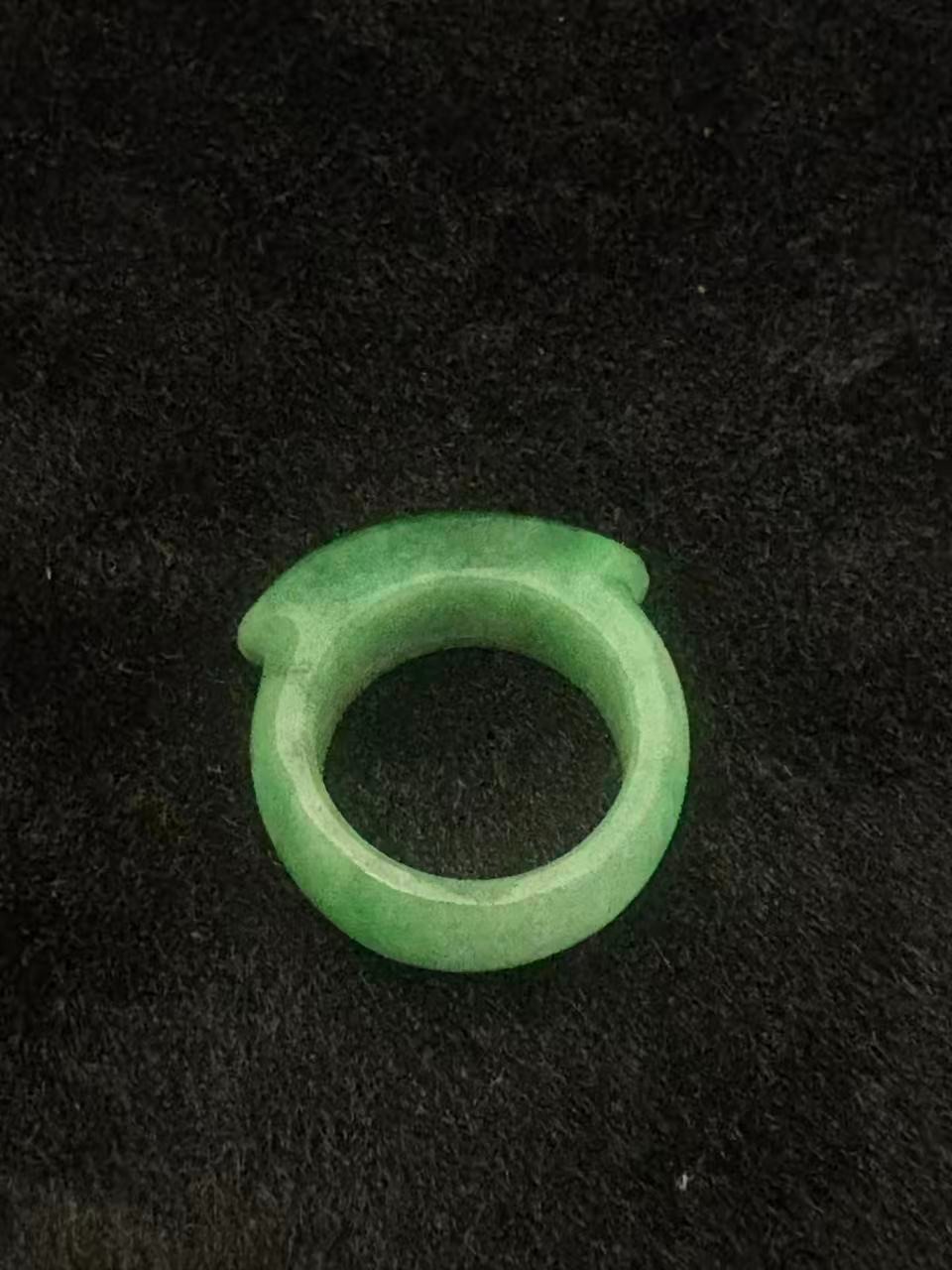 An antique Chinese jadeite ring from the Qing Dynasty. An antique Chinese jadeite ring from the Qing Dynasty.