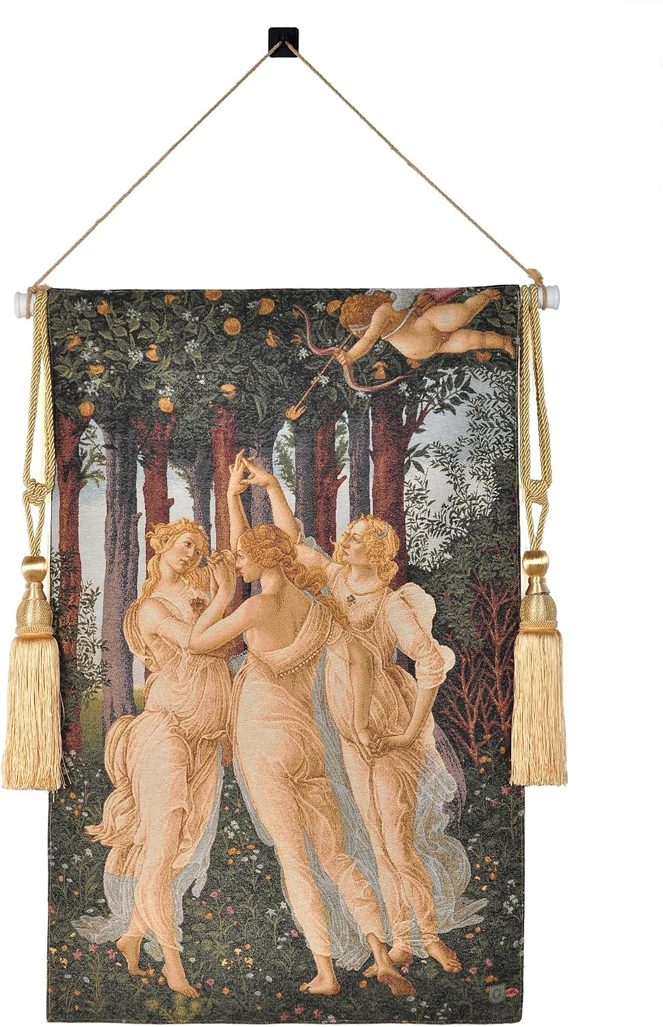 Medieval Vintage Tapestry Wall Hanging - Jacquard Art Replica of Three Nymphs