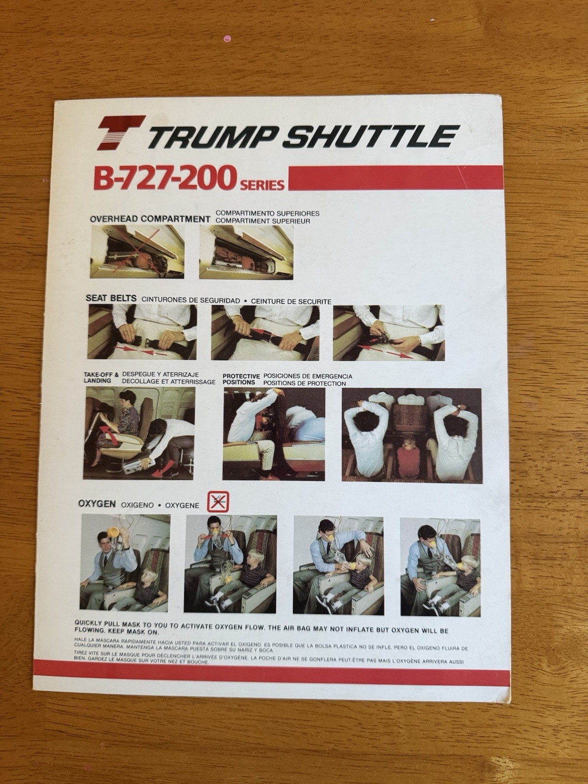 Trump Shuttle 727-200 Safety Card Trump Shuttle 727-200 Safety Card