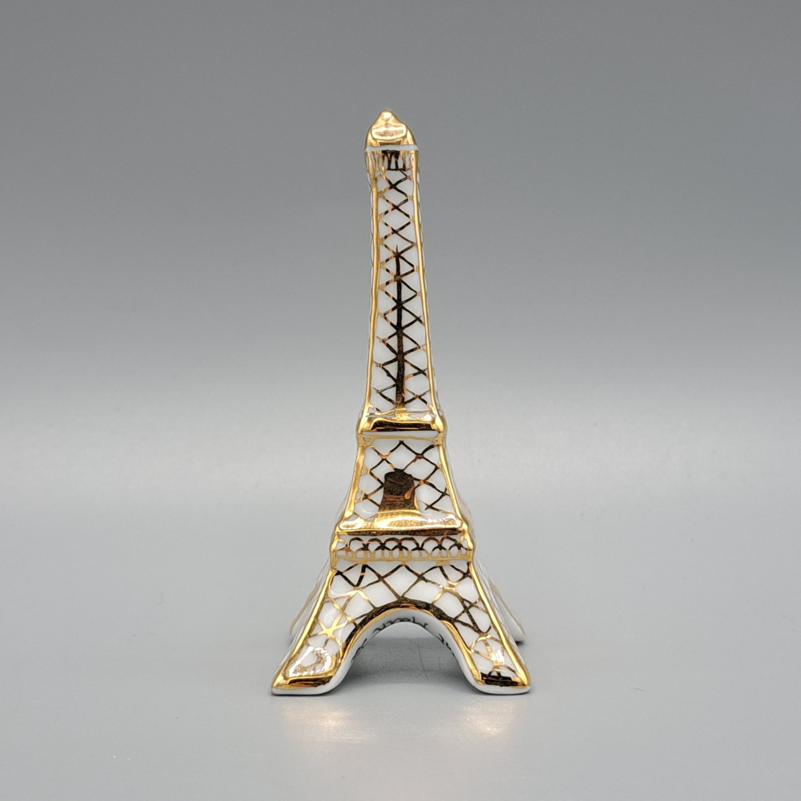 Vintage Limoges France Peint Main Eiffel Tower Porcelain Figurine Gold 3