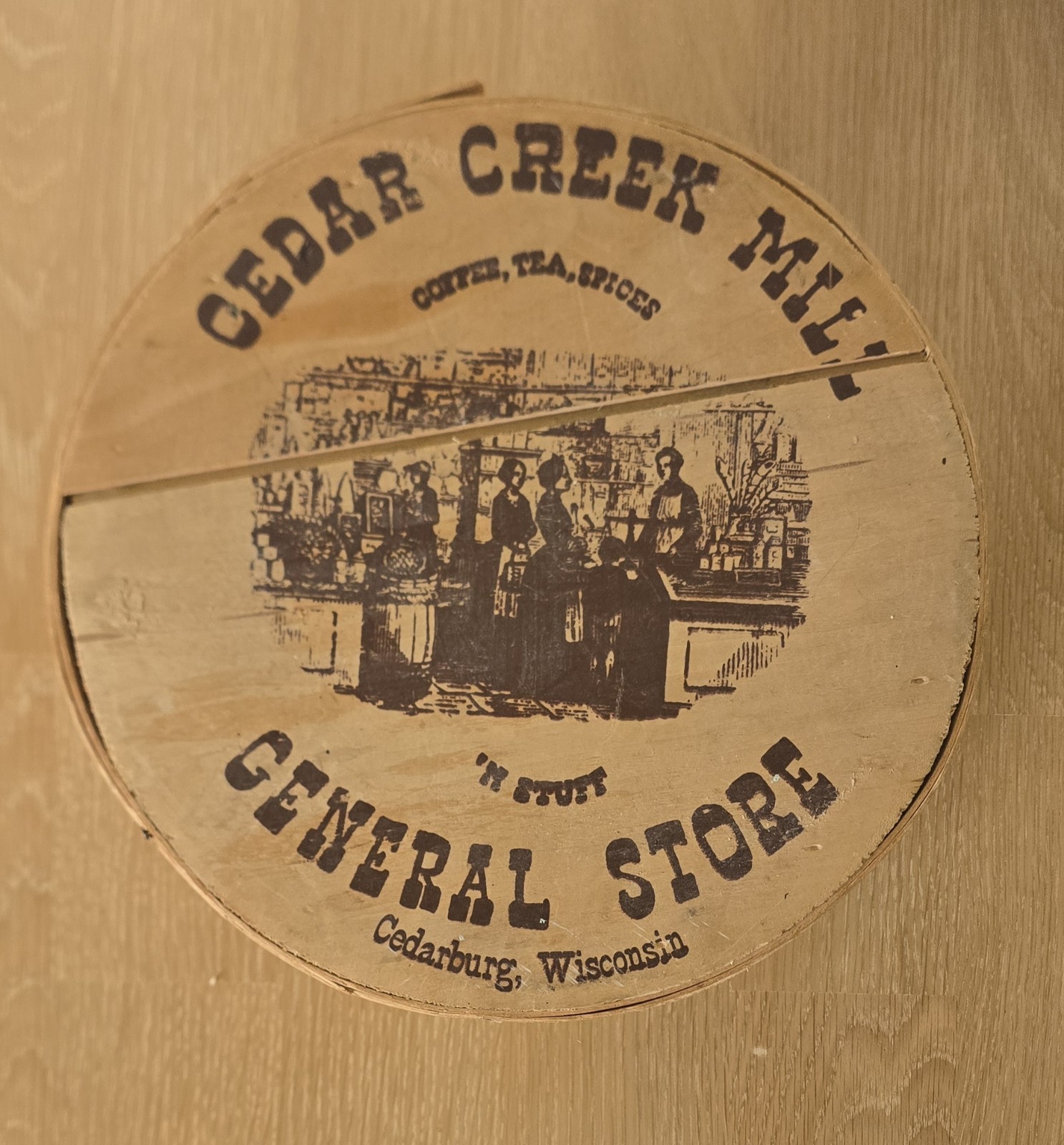 Vintage CEDAR CREEK MILL Wooden Bentwood Cheese Box Wisconsin GENERAL STORE Vintage CEDAR CREEK MILL Wooden Bentwood Cheese Box Wisconsin GENERAL STORE
