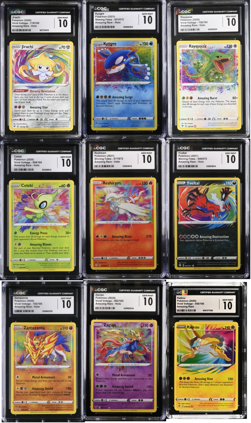 ✨✨ CGC 10 ENGLISH Amazing Rare Complete Set All 9 Rayquaza Kyogre Raikou ++ ✨✨ CGC 10 ENGLISH Amazing Rare Complete Set All 9 Rayquaza Kyogre Raikou ++