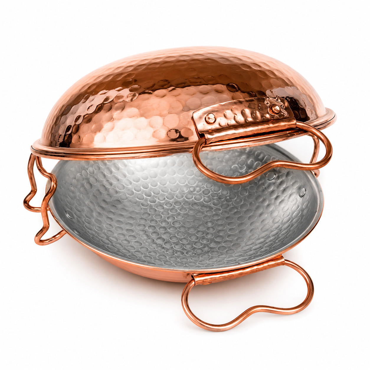 Traditional Hand Hammered Copper Cataplana Food Steamer Pot, Made in Portugal Traditional Hand Hammered Copper Cataplana Food Steamer Pot, Made in Portugal