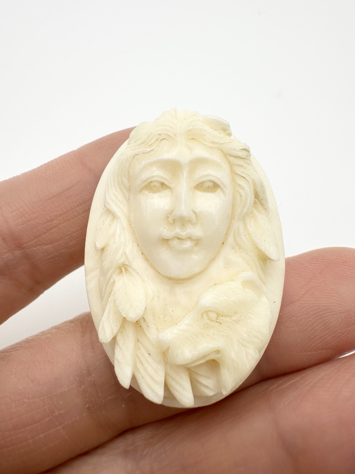 Vintage Hand carved Woman And Dog Unmounted Vintage Hand carved Woman And Dog Unmounted
