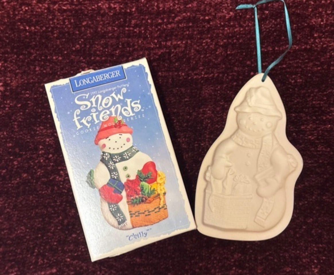 Vintage 1997 Longaberger Snow Friends Chilly Ceramic Cookie Mold Vintage 1997 Longaberger Snow Friends Chilly Ceramic Cookie Mold