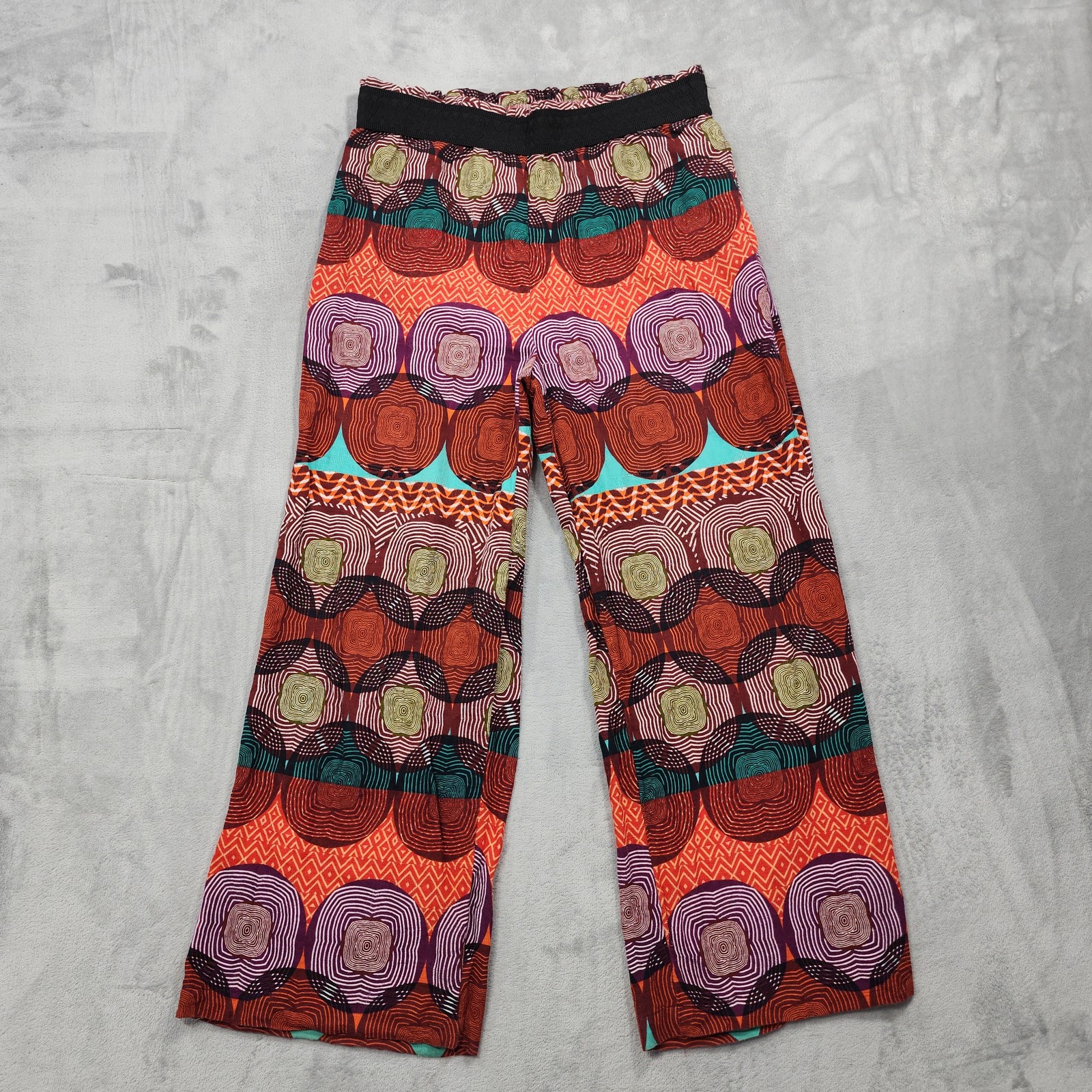 Maeve By Anthropologie Pants Womens L Multicolor Geometric Wide Leg Pull On Boho