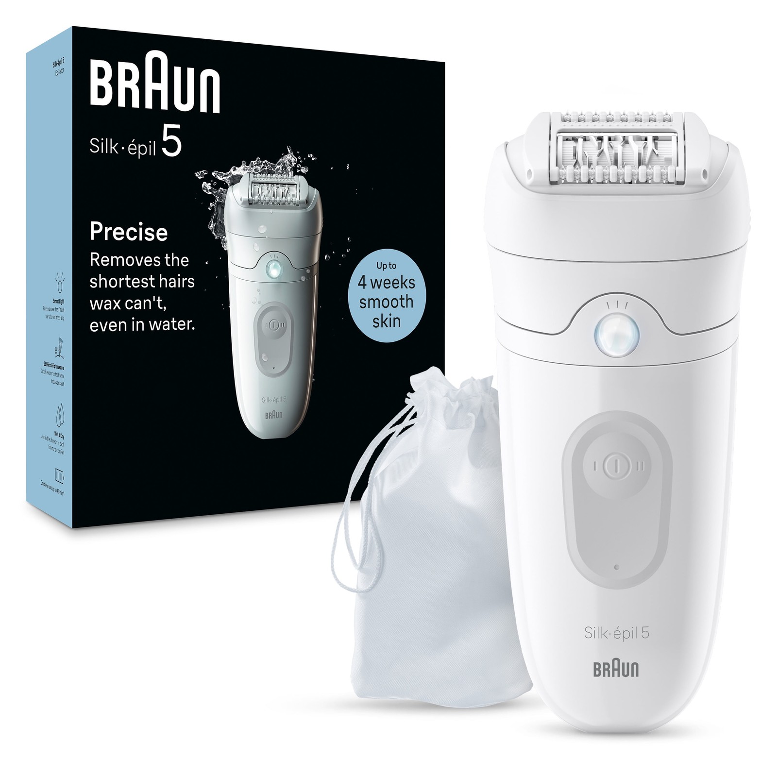 Braun Silk-epil 5 Epilator Kit, MicroGrip Tweezer Technology, Massage Roller