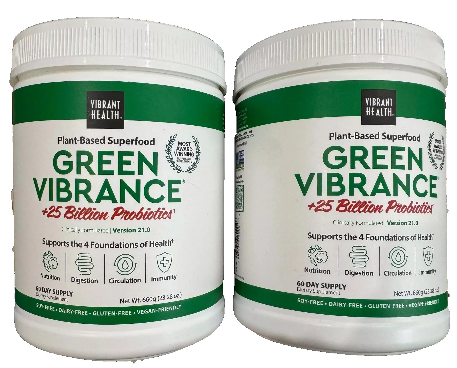 LOT OF 2 VIBRANT HEALTH Green Vibrance Powder 60 Servings 23.83 oz EXP2027+ NEW LOT OF 2 VIBRANT HEALTH Green Vibrance Powder 60 Servings 23.83 oz EXP2027+ NEW