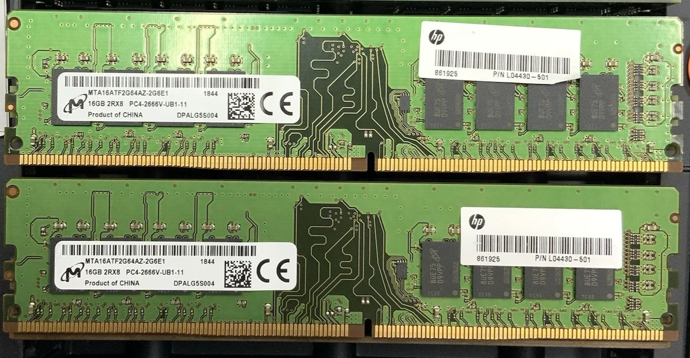 Micron 32GB (2x 16GB) 2RX8 PC4-2666V UDIMM DDR4 Memory | MTA16ATF2G64AZ-2G6E1