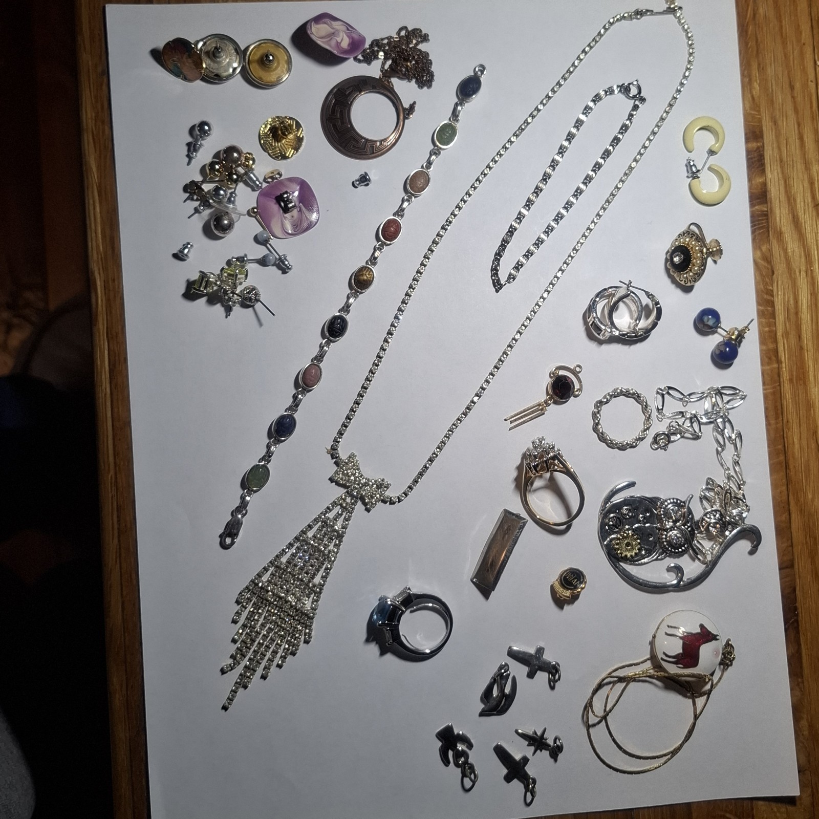 Antique vintage jewelry lot Necklace ring charm gold & Silver tone Earrings Antique vintage jewelry lot Necklace ring charm gold & Silver tone Earrings