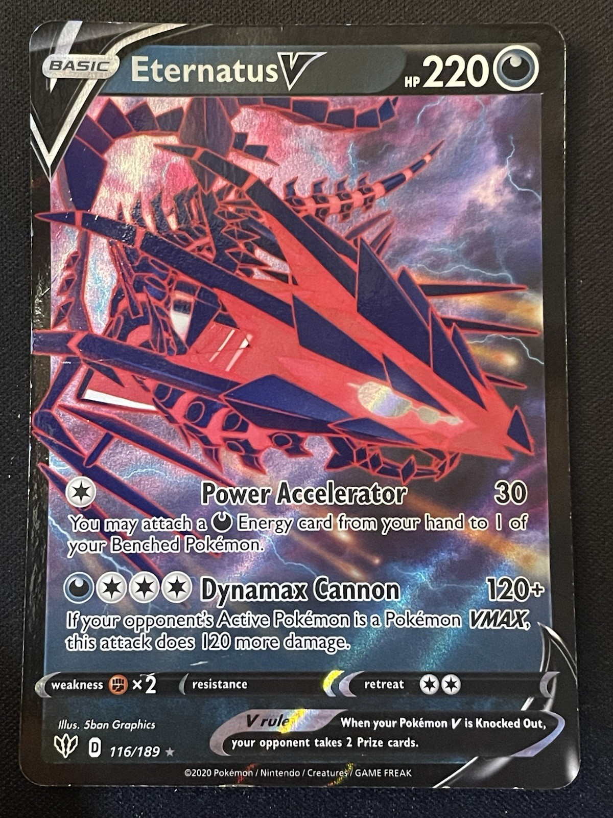 Eternatus V 116/189 Swsh03: Darkness Ablaze Holo Eternatus V 116/189 Swsh03: Darkness Ablaze Holo