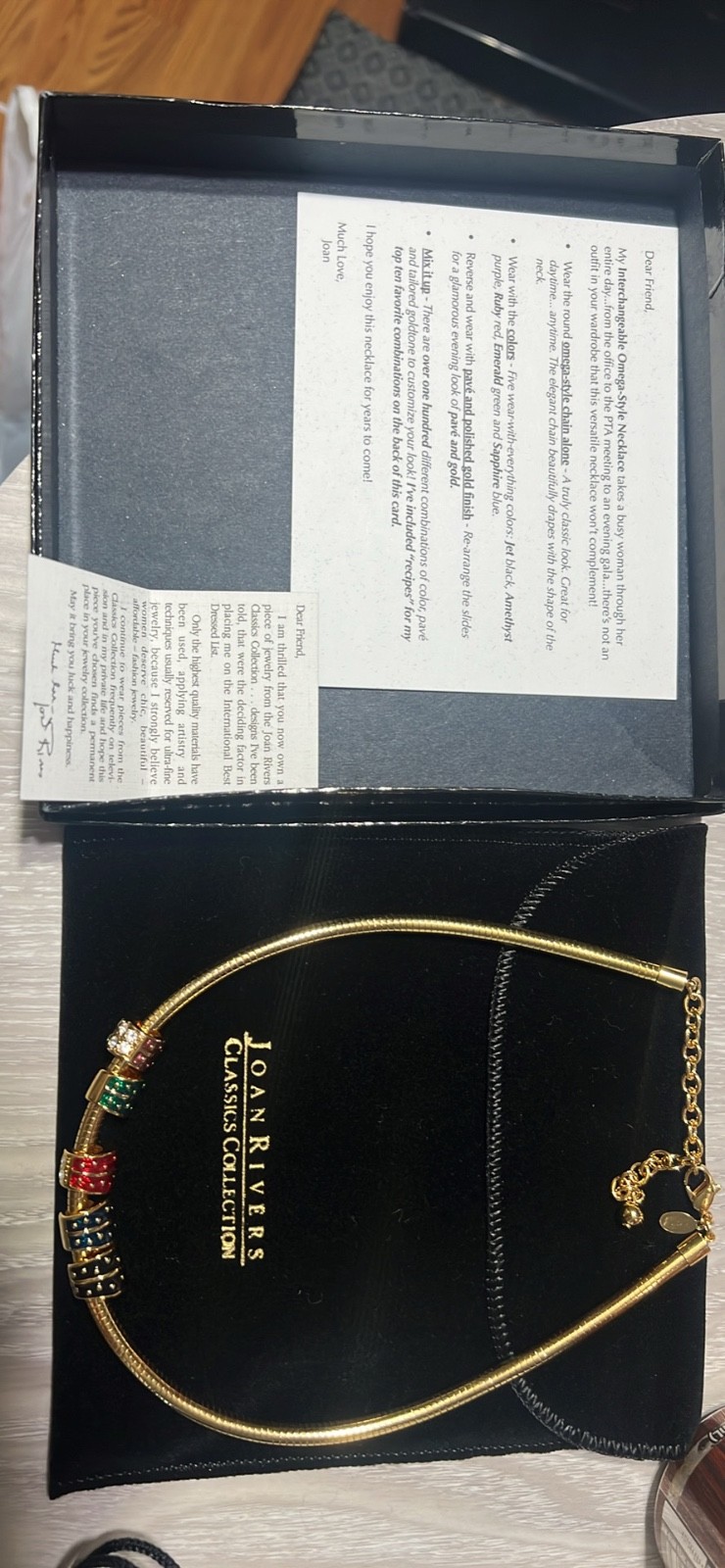 Vintage Joan Rivers Omega Necklace Interchangeable Double Sided 16 - 19 Vintage Joan Rivers Omega Necklace Interchangeable Double Sided 16 - 19