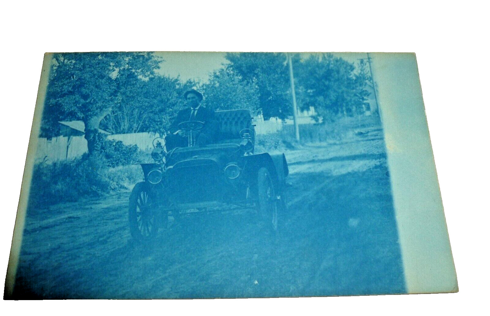 Early UNUSED Antique Car Man Driver Postcard Real Photo Posing With Car Early UNUSED Antique Car Man Driver Postcard Real Photo Posing With Car