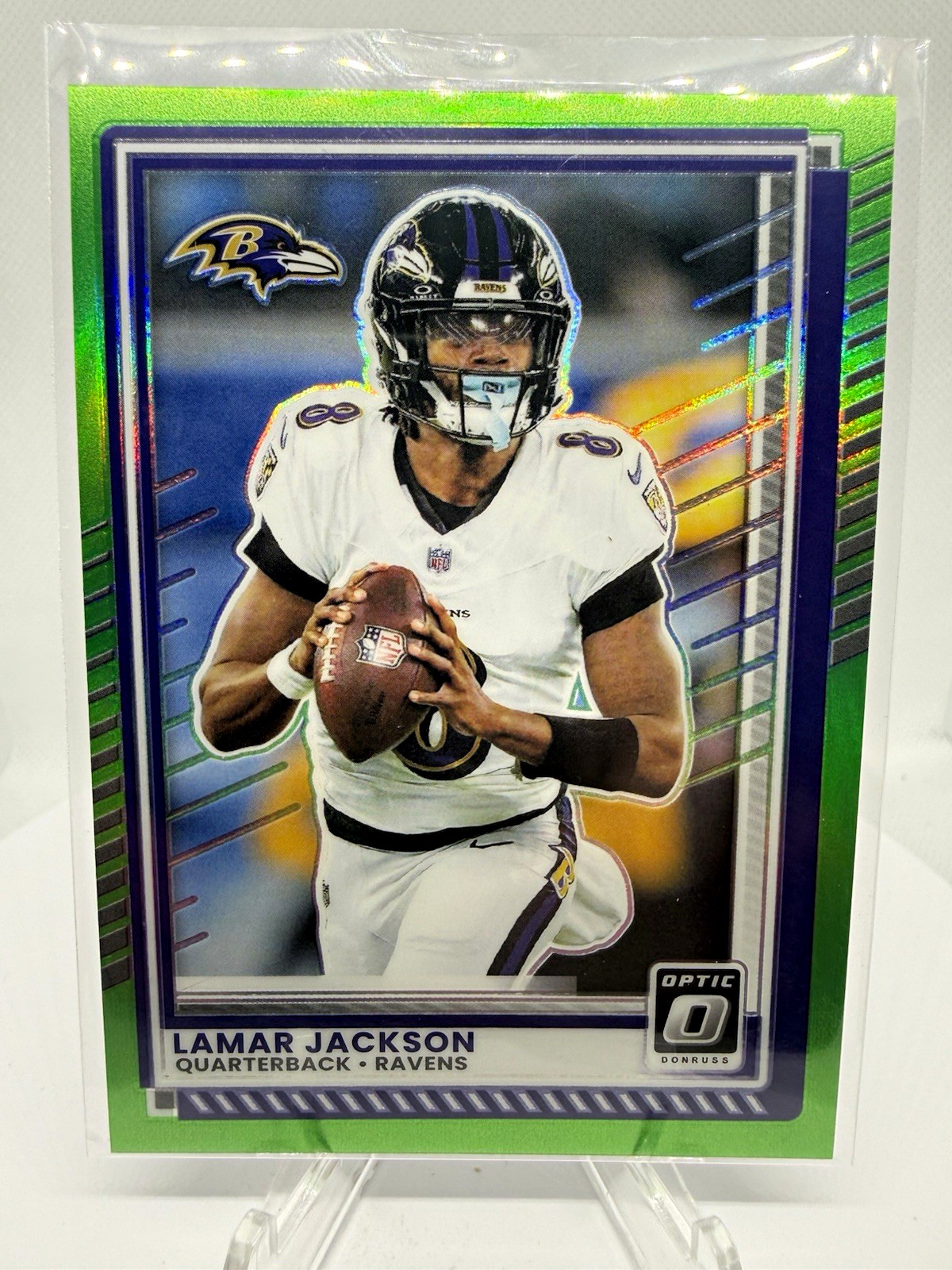 2025 Panini Donruss Optic - Lamar Jackson #80 Neon Green Prizm /199 2025 Panini Donruss Optic - Lamar Jackson #80 Neon Green Prizm /199