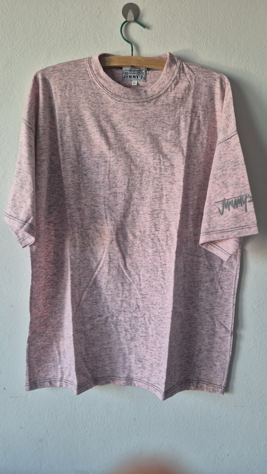 Vtg 80s 90 Jimmy\'Z Surf Skate T Shirt XL NOS Heather Pink Woody Tag Sleeve Logo 