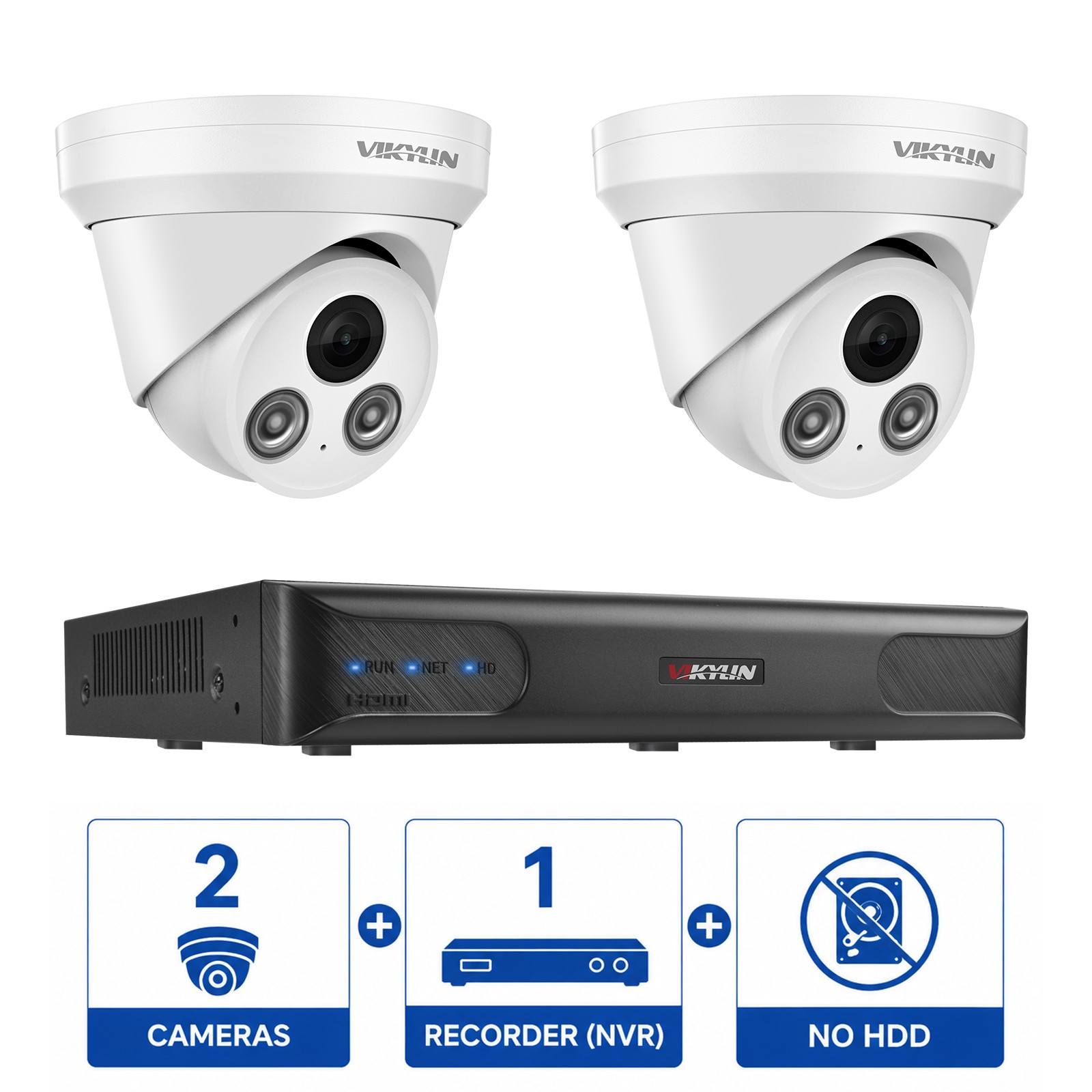 VIKYLIN 16CH NVR 8 PoE Security IP Camera System CCTV Lot Outdoor Night Vision