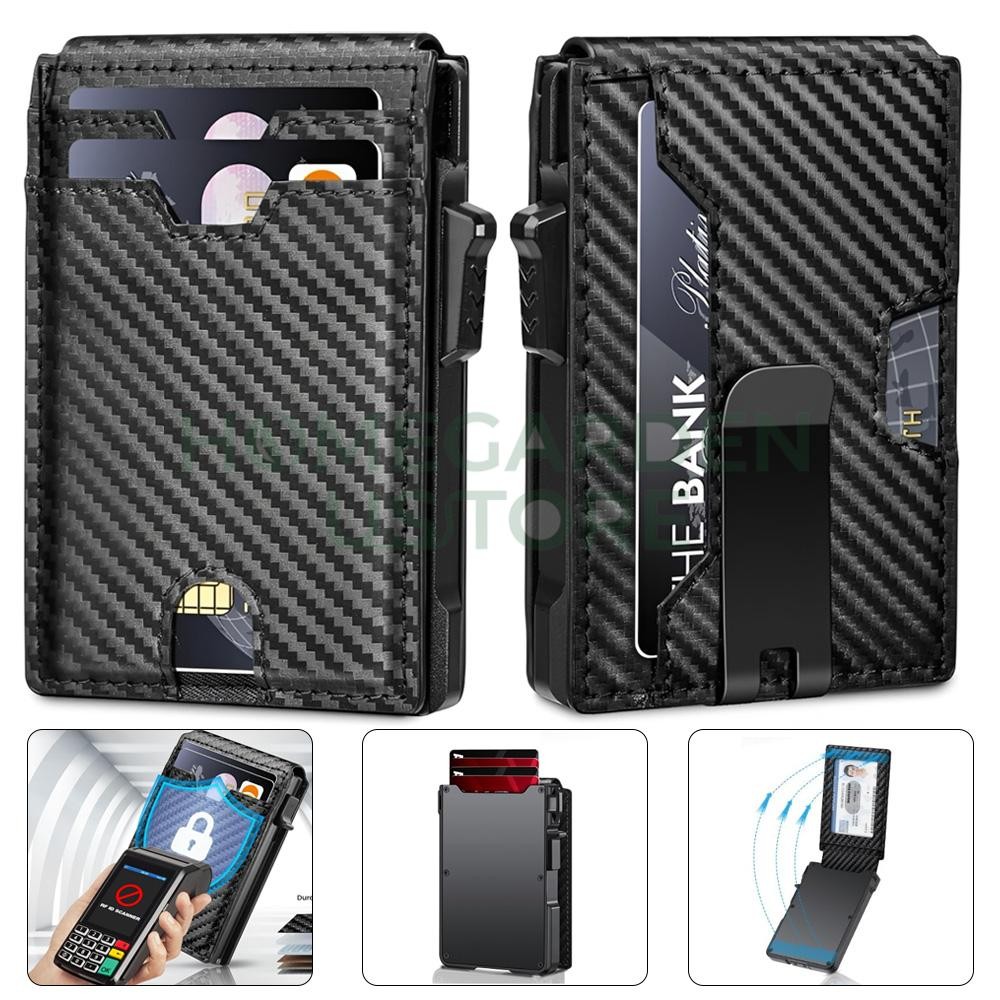 2026 Men\'s Slim PopUp Bifold Carbon Fiber Wallet & RFID Blocking & Money Clip US