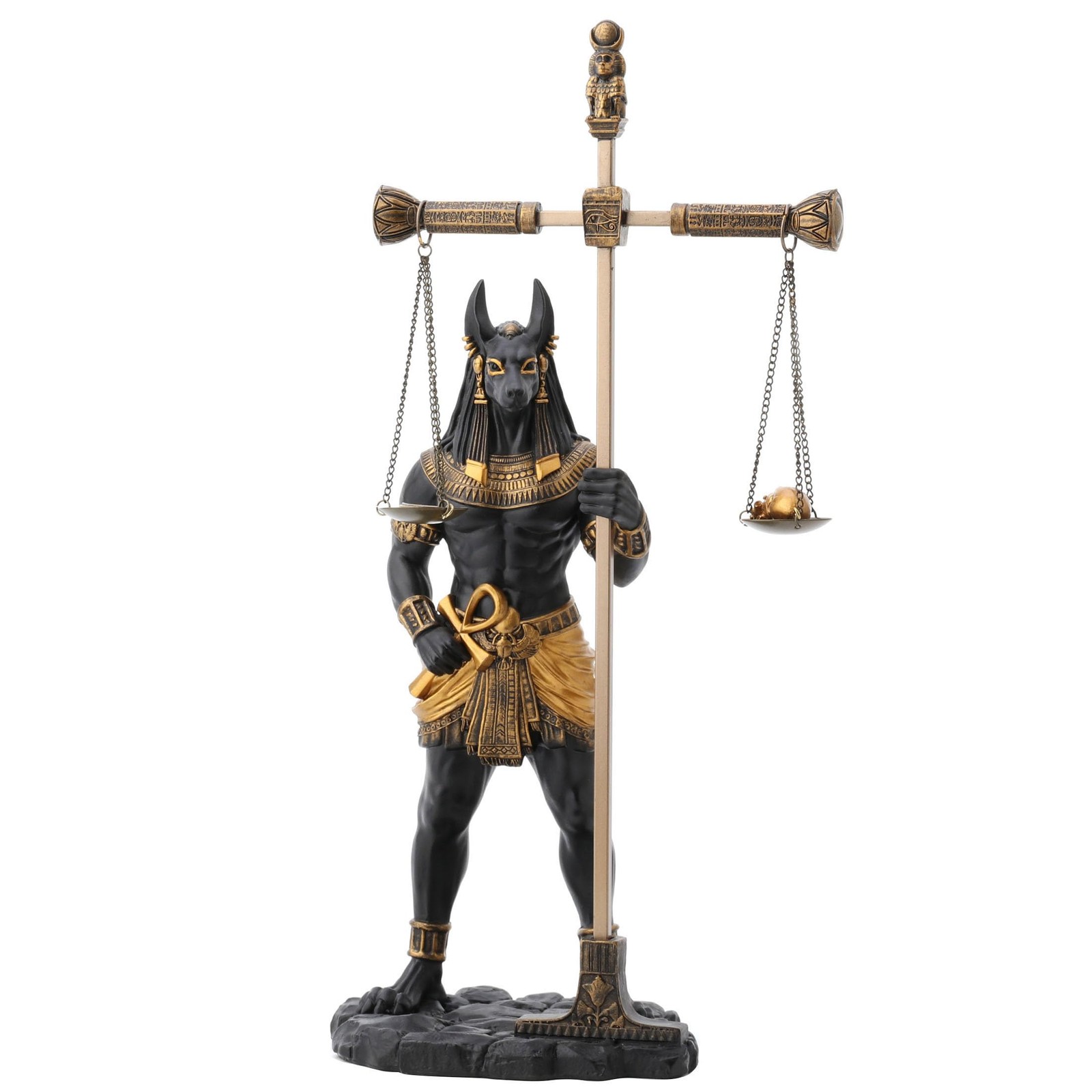 Veronese Design Anubis Weighing Heart Scale Statue Black Gold 13 Inch